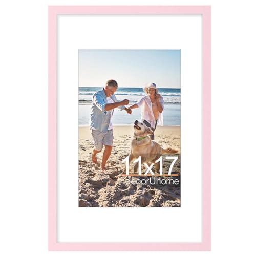 decorUhome 11x17 Picture Frame Fits 8x12 Photos with Mat, Pink - color: Pink, size: 11x17
