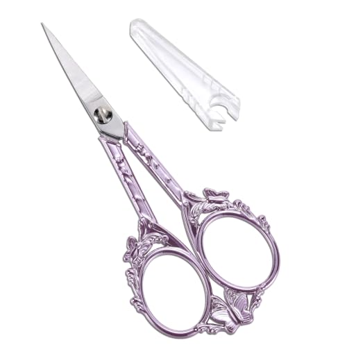 YOUGUOM Sewing Embroidery Scissors, Little Detail Shears with Cover - color: Purple