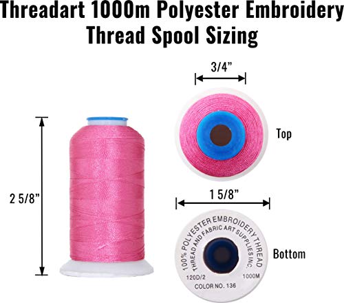 40 Color Set ThreadArt Machine Embroidery Thread, 1000M, Pastel - color: SET C - 40 LIGHTS