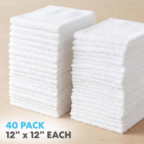 Simpli-Magic Cotton Washcloths White, 40 Pack, Size: 12”x12” - style: Washcloths