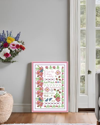 CaptainCrafts Cross Stitch Kits for Adults Stamped 11CT Flowers Pattern - color: Flowers in full bloom, style: Stamped 11CT