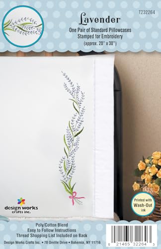 Lavendar Stamped for Embroidery Pillowcases - Set of 2