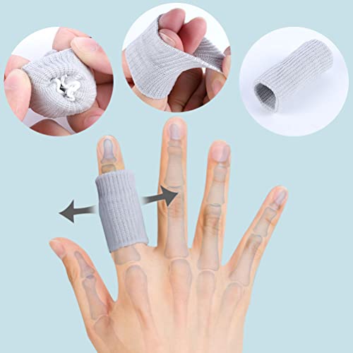 20 Pcs Finger Sleeves Protectors, Elastic Sport Finger Sleeves, Black/Grey - color: Black,grey