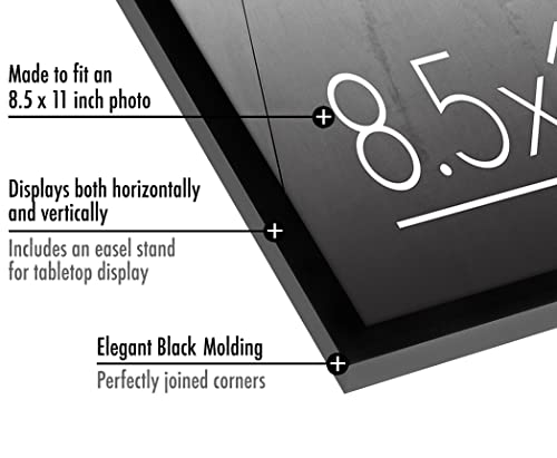 Americanflat 8.5x11 Picture Frame 2-Pack - Slim Molding - Black - size: 8.5x11