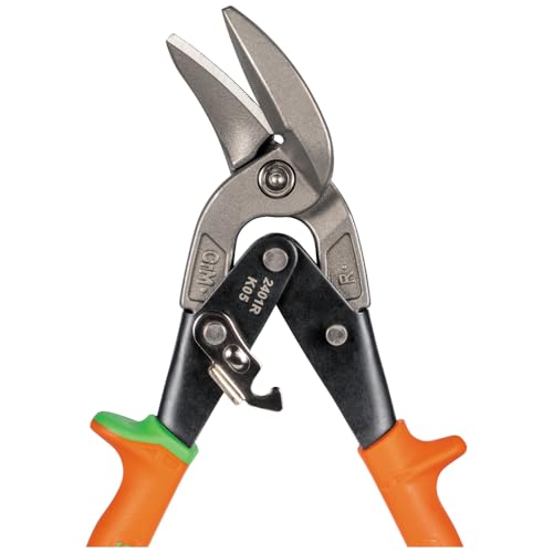Klein Tools 2401R Right-Cutting Offset Snips, Aviation Tin Snips with Forged Blade for Precision Sheet Metal Cutting - style: Right-Cutting