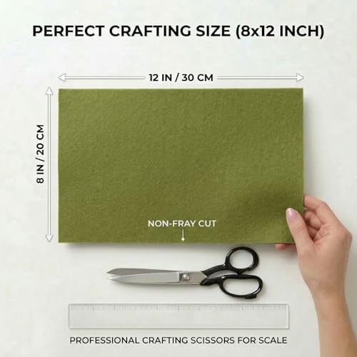 Moss Green Felt Fabric Sheets Stiff 20 Pcs 8" X 12" 1mm Thick - color: Moss Green