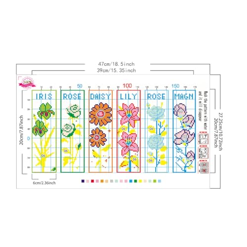 Zhenqing Floral Stamped Cross Stitch Bookmark Kit, 6 Iris Rose Daisy Lily Magnolia Designs for Adults and Beginners, Book Lover Gift - color: Floral Bookmark