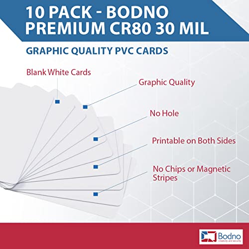 10 Pack - Bodno Premium CR80 30 Mil Graphic Quality PVC Cards - size: 10 Pack