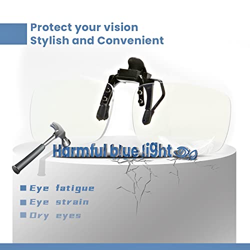 Reading Glasses Clip On and Flip Up Blue Light Blocking Magnifying Glasses Magnifiers Lenses Readers for Unisex (Transparent, 1.0)
