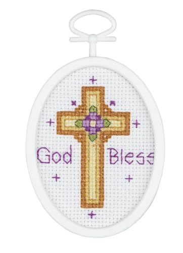 Janlynn 18 Count Oval Mini Counted Cross Stitch Kit, 2-1/2-Inch, Cross