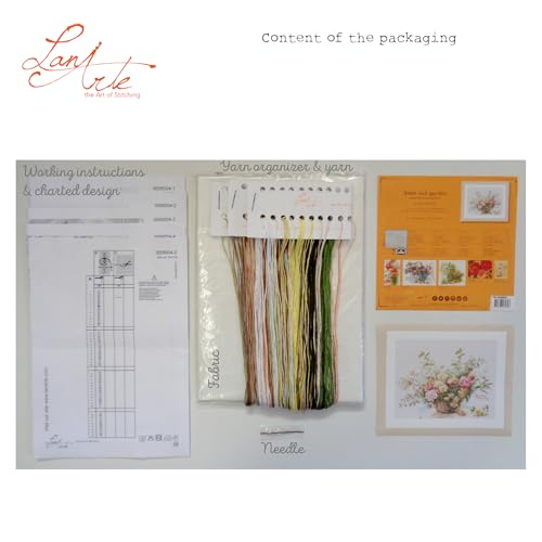 Counted Cross Stitch Kit: Basket Roses (Linen)