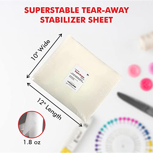 Superpunch Soft Tear Away Stabilizer, 1.8 oz, White, 12 x 10 in - size: 100 pre-cut pieces 12" x 10"