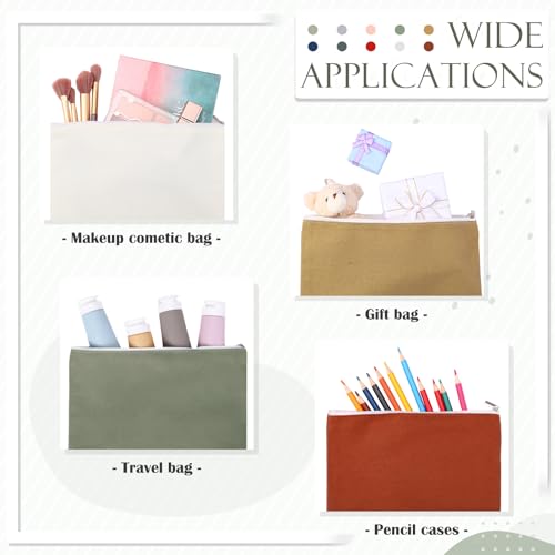 Reginary 10 Pcs Canvas Makeup Bags Bulk Blank Cosmetic Bags,Morandi Color - color: Morandi