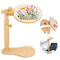 Adjustable Embroidery Hoop Stand Cross Stitch Stand Lap, Beech Wood Embroidery Hoop Holder Frame, Rotated Needlepoint Frame Stand for Art Craft Sewing Needlework Projects