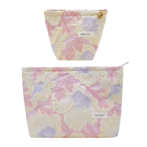 getgto 2 Pcs Makeup Bags, Large Cosmetic Bag Travel Toiletry Bag - color: B light pink