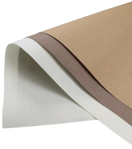 KCS 3 pc of 15" x 18"(38cmx45cm) 14 Count Cross Stitch Cotton Aida Cloth Needlework Rolled Fabric Box,14CT,Antique White +Coffee+Khaki - color: Antique White +Coffee+khaki, size: 14CT