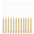 12Pcs Micro Ring Hair Extension Loop Needle Threader, Feather Wire Pulling Hook Tool for Silicone Microlink Nano Beads Cold Fusion Hair Extensions (12Pcs) - size: 12Pcs