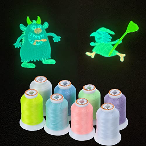 New brothread 8 Colors Glow in the Dark Embroidery Machine Thread Kit
