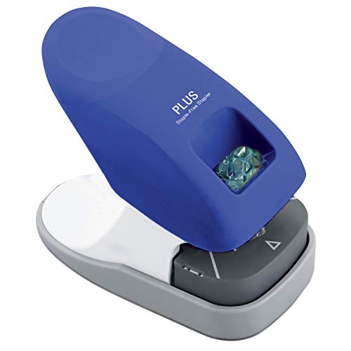 Plus Paper Clinch Desktop Staple-Free Stapler, Blue - color: Premium Blue