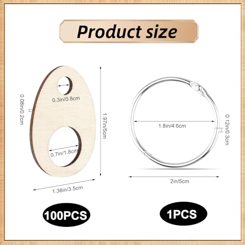 101pcs Wooden Thread Drops,1.97x1.38 Inch Teardrop Embroidery Floss Organizer with Floss Ring Cross Stitch Bobbins for DIY Sewing Storage,Craft Supplies(Style A) - color: Ellipse