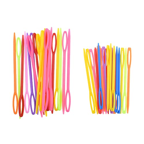 Hahiyo Colorful Yarn Darning Tapestry Sewing Needles Safety Weave Crochet No Poke Big Eye Smooth Get Yarn in Bright Visible Easy Find Close Off Ends Not Snag Not Leave Big Hole Fade Plastic 2 Sizes - size: Colorful-2.76 "/3.54 "-40Pieces