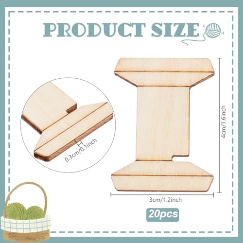 PH PandaHall 20pcs Thread Organizer Bobbin Winder Embroidery Thread Storage Floss Keeper Knitting Thread Holder Spool Shape Wood Bobbins Card for Sewing Crochet Needlework Tool 1.2x1.5 Inch
