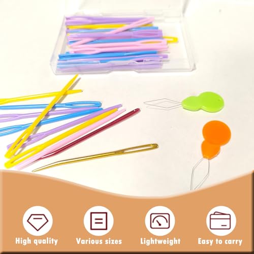Jicslaew 56 Pcs Yarn Needles Set Assorted Yarn Needles Bent Tapestry Needle Weaving Needle, Curved Darning Needles, Knitting Needles for Sewing, Knitting, Crochet