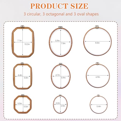 9Pcs Embroidery Hoops,Cross Stitch Frame for Display,Nurge Embroidery Frame