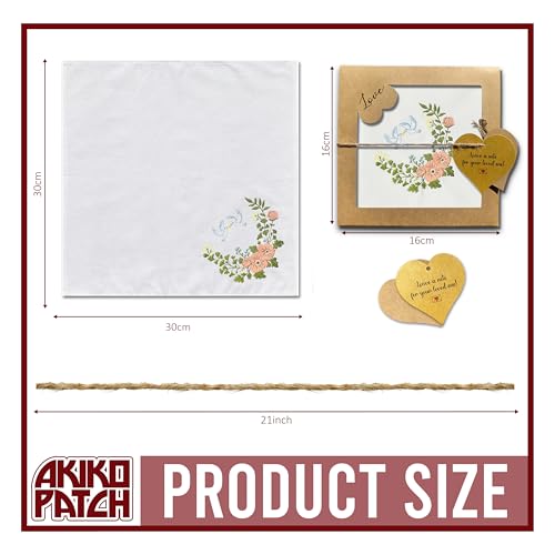 White Doves With Rings Flower Handkerchief Embroidery, 11.8" Wedding Linen Handkerchiefs, Vintage Handkerchief, Flower Wedding, Womens Mens Handkerchiefs, Gifts for Bride Groom Mom Dad