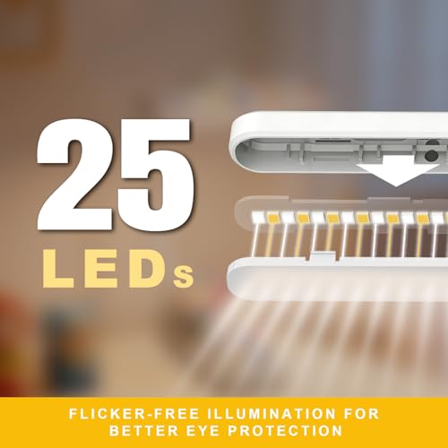Rechargeable Kids Book Light 25 LEDs - Reading Light for Kids, Eye Caring 3 Colors & 5 Brightness Levels, Extended 1200mAh Battery, Gifts for Kids & Book Lovers (White Doodle) - color: White Doodle