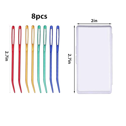8 Pcs Yarn Darning Tapestry Needles—Stainless Steel Bent Tip Sewing Needle,Large Eye Tapestry Needles with Storage Box
