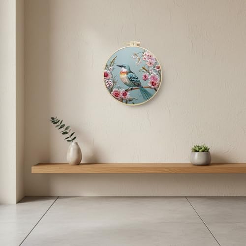 ARTopet Embroidery Kit for Beginners Cross Stitch Kits Needlepoint Set Colorful Bird Patterns Embroidery Thread Kit for Craft Lover Hand Stitch with 7.87in Hoop Threads Fabric-Bird02 - color: Bird02