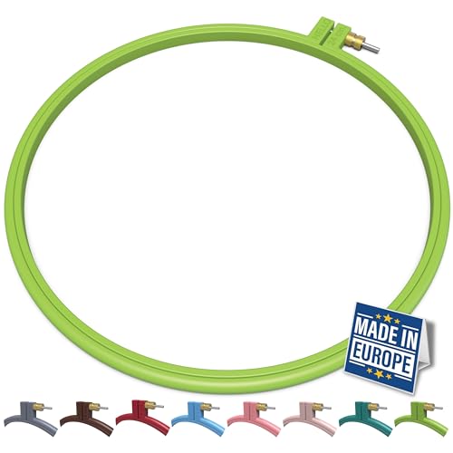 Maker Susan Plastic Embroidery Hoop, Hello Series Cross Stitch Hoops for Beginners, Punch Needle Hoop, Embroidery Frames for Sewing, Needlework, Embroidery Projects (Neon Green, Large 9.45" (24 cm)) - color: Neon Green, size: Large 9.45" (24 cm)