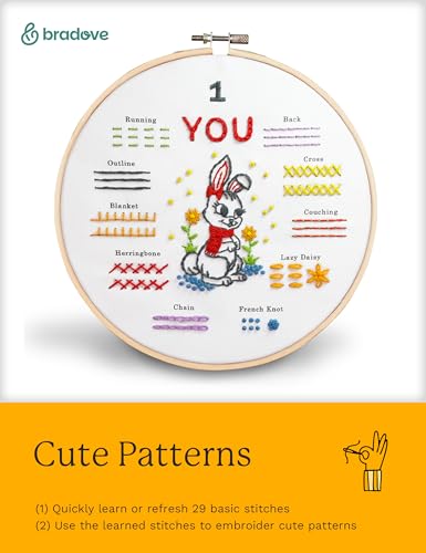 Bradove Beginner Embroidery Kit for Adults and Kids - color: Stitches Practice