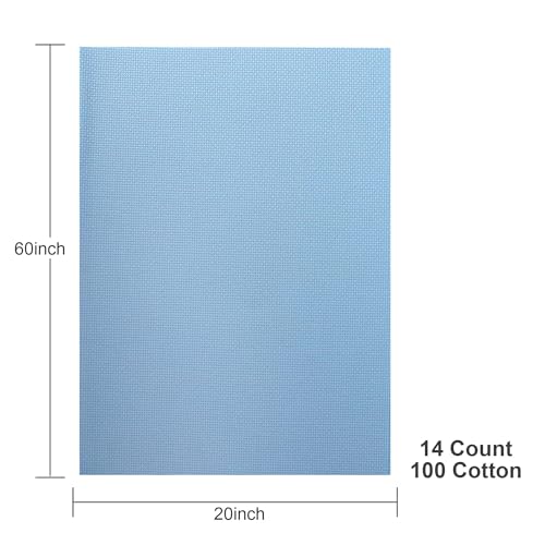 Aida Cloth 14 Count Cross Stitch Fabric,20×60inch (14CT,Sky Blue) - color: Sky Blue, size: 14CT