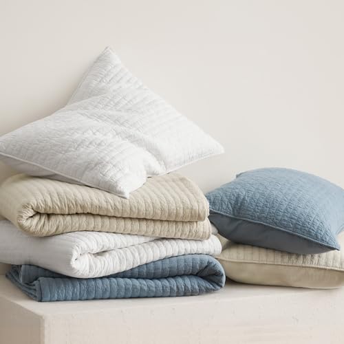 EverGrace 100% Cotton Cross Stitch 3-Piece Quilt Set, 118"x106", Flax Beige - color: Flax Beige, size: OVERSIZED CAL KING (118" x 106")