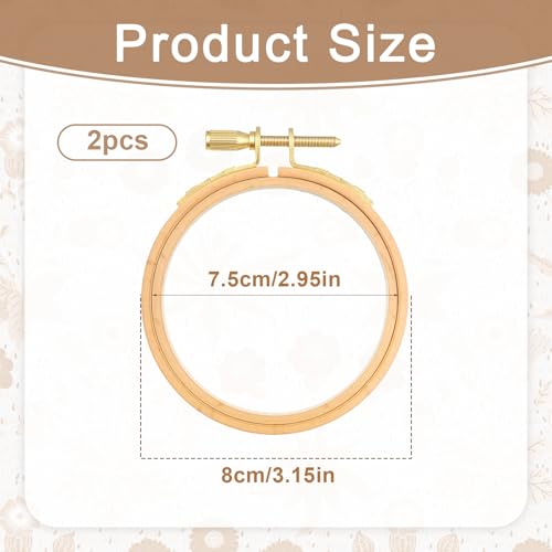 cobee 2 Pack Wood Embroidery Hoop, Cross Stitch Hoops Ring, 3Inch-Embroidery Hoops Wooden Embroidery Frames for Cross Stitch Hoop Designs Wooden Rings Crafts