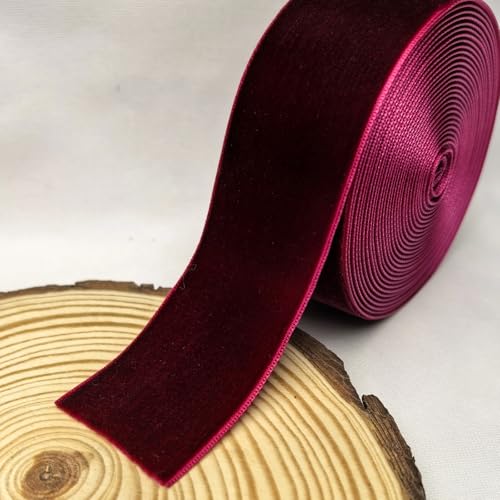 Chenkou Craft 10 Yards 1 1/2" Wine Velvet Ribbon (Burgundy, 1 1/2"(40mm)) - color: Burgundy, size: 1 1/2"(40mm)