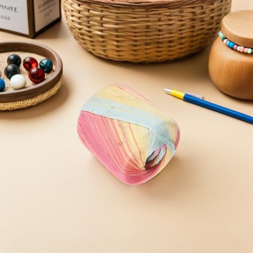Healifty Rainbow Cotton Yarn Gradient Lace Thread for Hand Knitting Crochet Embroidery DIY Scarf Hat Shawl Sweater Blanket 1 Roll