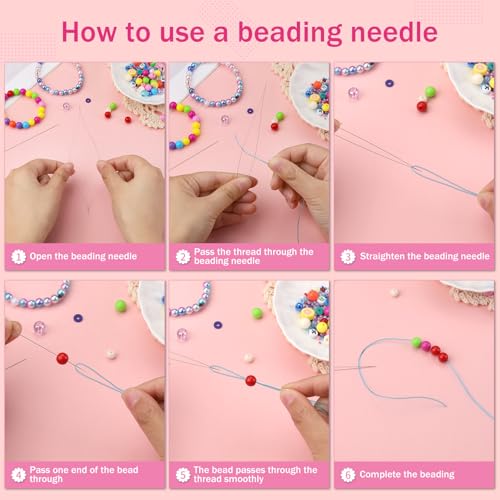 6 Pieces Beading Needles, 2 Sizes Collapsible Eye Needles for Beading - style: 6pcs-2sizes