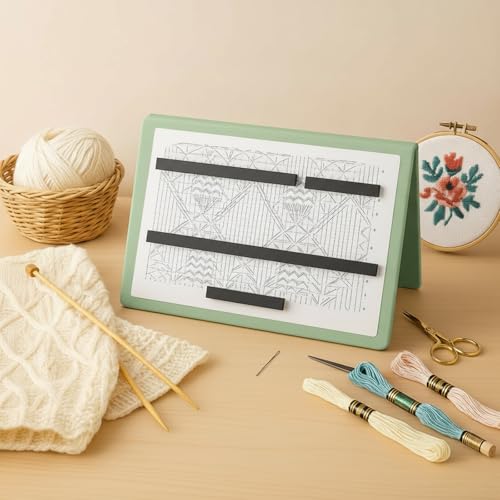Flutesan 1 Pcs Knitting Pattern Holder, Fold up Cross Stitch Knitting Chart Keeper with Replacement Magnets, Magnetic Cross Stitch Accessories (Folded Size 6.1 x 9 Inch,Sage Green) - color: Sage Green, size: Folded Size 6.1 x 9 Inch