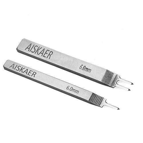 Aiskaer Leather Stitching Punch Set, Diamond Chisel Tools, 6mm White Steel 1/2/4/6 Prong for Leather Craft DIY - size: 6mm