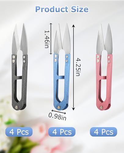 12 PCS Thread Snips, 4.1" High-Carbon Steel Yarn Scissors for Crocheting Sewing Stitch Knitting Diy Crafts