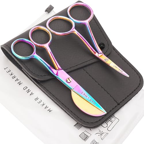 Applique Embroidery Scissors Set - Duckbill & Needlepoint, 4.5", Rainbow - color: Rainbow