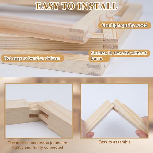 20Pcs Wooden Needlepoint Stretcher Bars Set,5 Sizes with 100pcs Thumb Tacks Canvas Stretcher Bars Frame for Needlework Embroidery, Stitch Frame Set Bundle with Crafts