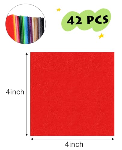 42 Pcs Stiff Felt Fabric Squares 4x4 Inch for Crafts Sewing - color: 4*4 Multicolor