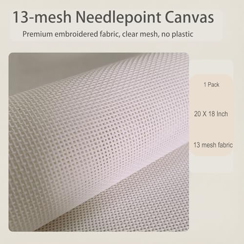 Needlepoint Canvas 13 Mesh - 20x18 Inch Blank White Embroidery Canvas