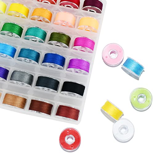 36 Pcs Bobbins and Sewing Threads Prewound Bobbin Thread with Storage Plastic Case Assorted Colors Sewing Thread Set for Brother Babylock Singer Janome Embroidery and Sewing Machine Polyester Thread