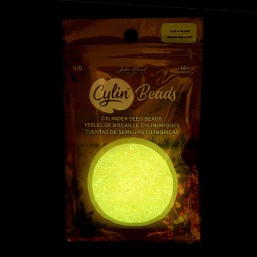 John Bead 25g Cylin Beads Light Yellow Glow in Dark AB 11/0 Glass Cylindrical Seed Beads for Jewelry Bracelets Necklaces Earrings Making Embroidery - color: Light Yellow Glow in Dark AB