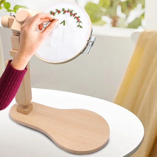 Biaungdo Adjustable Rotated Embroidery Hoop Stand with 5 Pack 5 Sizes Hoop